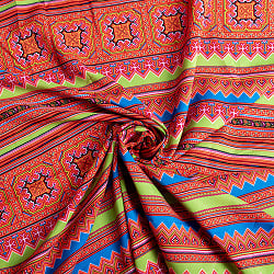〔1m単位切り売り〕モン族の刺繍風プリントファブリック　生地　少数民族　フォークロア　民俗的　トライバル〔約159cm〕 - サブ5