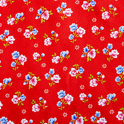 〔1m単位切り売り〕アジアのレトロ小花柄ファブリック　ヴィンテージ風　昭和レトロ〔約162.5cm〕 - レッド - サブ4