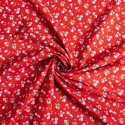 〔1m単位切り売り〕アジアのレトロ小花柄ファブリック　ヴィンテージ風　昭和レトロ〔約162.5cm〕 - レッド - サブ5