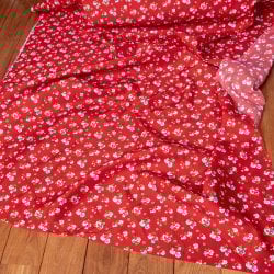 〔1m単位切り売り〕アジアのレトロ小花柄ファブリック　ヴィンテージ風　昭和レトロ〔約162.5cm〕 - レッド(MB-RSCLTH-1560)