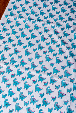 〔1m単位切り売り〕ジャイプル　職人手作り　　インド伝統の木版染め更紗マルチクロス〔幅約114cm〕 - インドの恐竜家族さん - サブ3