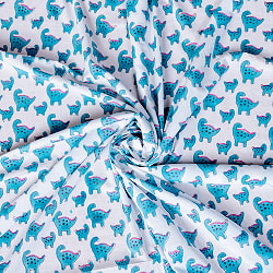 〔1m単位切り売り〕ジャイプル　職人手作り　　インド伝統の木版染め更紗マルチクロス〔幅約114cm〕 - インドの恐竜家族さん - サブ5