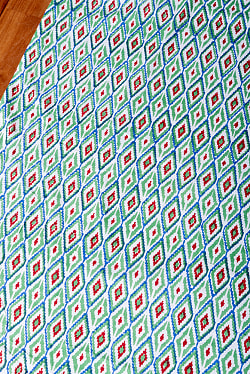 〔1m単位切り売り〕ジャイプル　職人手作り　　インド伝統の木版染め更紗マルチクロス〔幅約111cm〕 - イカット風ウッドプリント生地 - サブ3