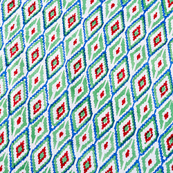 〔1m単位切り売り〕ジャイプル　職人手作り　　インド伝統の木版染め更紗マルチクロス〔幅約111cm〕 - イカット風ウッドプリント生地 - サブ4