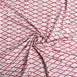 〔1m単位切り売り〕ジャイプル　職人手作り　　インド伝統の木版染め更紗マルチクロス〔幅約111cm〕 - イカット風ウッドプリント生地 - サブ5