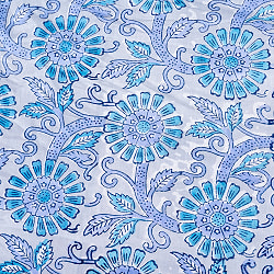 〔1m単位切り売り〕ジャイプル　職人手作り木版染め　色彩美しいボタニカルデザイン　おしゃれ　生地　花柄　テーブルクロス　刺繍素材などへ〔幅約113cm〕 - グレー系 - サブ4