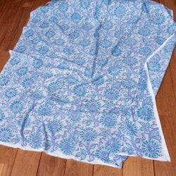 〔1m単位切り売り〕ジャイプル 職人手作り 色彩豊かなボタニカルデザイン おしゃれ 生地 花柄 テーブルクロス 刺繍素材などへ〔幅約113cm〕 - グレー系