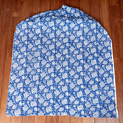 〔1m単位切り売り〕ジャイプル　職人手作り木版染め　色彩美しいボタニカルデザイン　おしゃれ　生地　花柄　テーブルクロス　刺繍素材などへ〔幅約113cm〕 - ブルー 系 - サブ2