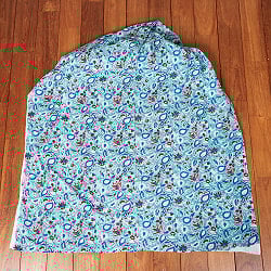 〔1m単位切り売り〕ジャイプル　職人手作り木版染め　色彩美しいボタニカルデザイン　おしゃれ　生地　花柄　テーブルクロス　刺繍素材などへ〔幅約111cm〕 - ブルーグリーン系 - サブ2