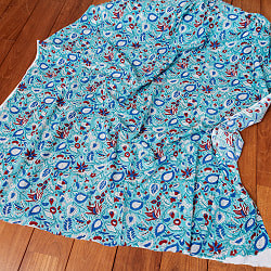 〔1m単位切り売り〕ジャイプル　職人手作り木版染め　色彩美しいボタニカルデザイン　おしゃれ　生地　花柄　テーブルクロス　刺繍素材などへ〔幅約111cm〕 - ブルーグリーン系 - サブ5