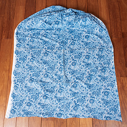 〔1m単位切り売り〕ジャイプル　職人手作り木版染め　色彩美しいボタニカルデザイン　おしゃれ　生地　花柄　テーブルクロス　刺繍素材などへ〔幅約107cm〕 - ブルー系 - サブ2