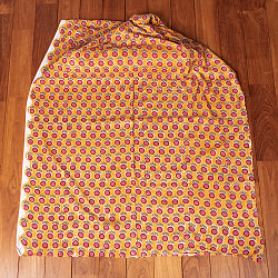 〔1m単位切り売り〕ジャイプル　職人手作り木版染め　色彩美しいボタニカルデザイン　おしゃれ　生地　花柄　テーブルクロス　刺繍素材などへ〔幅約108cm〕 - オレンジ系 - サブ2