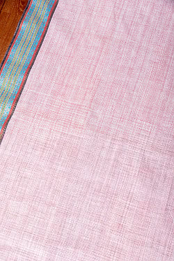 〔各色あり〕〔1m単位切り売り〕南インドのハーフボーダーコットンクロス〔幅約111cm〕 - サブ3