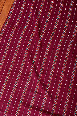 〔各色あり〕〔1m単位切り売り〕南インドのシンプル・ストライプコットン布〔幅約110cm〕 - サブ3