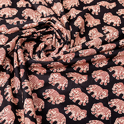 〔各色あり〕〔1m単位切り売り〕ゆるくてかわいい　インドの動物デザインの布　象さん〔幅約109cm〕 - サブ5