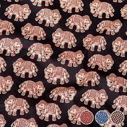 〔各色あり〕〔1m単位切り売り〕ゆるくてかわいい インドの動物デザインの布 象さん〔幅約109cm〕