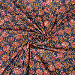 〔1m単位切り売り〕カンタ刺繍がかわいい　ボタニカルデザインの布　ネイビー系〔幅約111cm〕 - サブ4