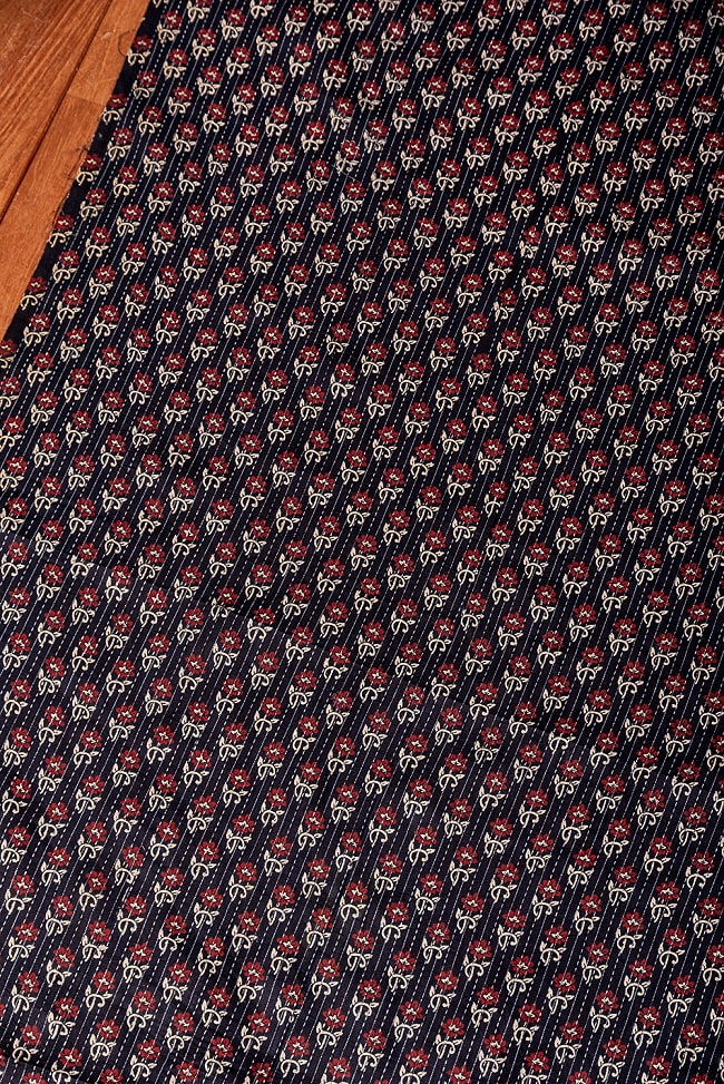 〔1m単位切り売り〕カンタ刺繍がかわいい ボタニカルデザインの布 ブラック系〔幅約110cm〕 3 - とても良い雰囲気
