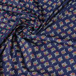 〔1m単位切り売り〕カンタ刺繍がかわいい　ボタニカルデザインの布　ネイビー系〔幅約112cm〕 - サブ5