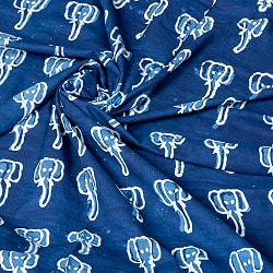 〔1m単位切り売り〕インドの伝統息づく　昔ながらの木版インディゴ藍染布　象さん　ネイビー系〔幅約110cm〕 - サブ5