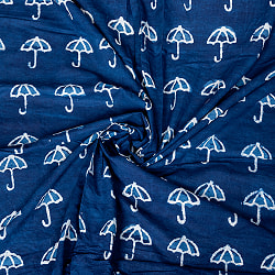 〔1m単位切り売り〕インドの伝統息づく　昔ながらの木版インディゴ藍染布　パラソル　ネイビー系〔幅約110cm〕 - サブ4