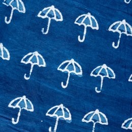 〔1m単位切り売り〕インドの伝統息づく　昔ながらの木版インディゴ藍染布　パラソル　ネイビー系〔幅約110cm〕