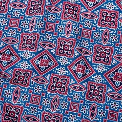 〔1m単位切り売り〕伝統アジュラックデザイン布　インディゴ染め　ネイビー系〔幅約109cm〕の商品写真