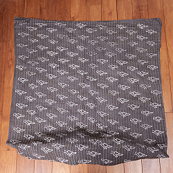 〔各色あり〕〔1m単位切り売り〕インドの伝統息づく　昔ながらの木版インディゴ藍染とグレーのダブプリント布　鳥さん〔幅約110cm〕 - サブ2