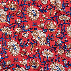 〔各色あり〕〔1m単位切り売り〕ジャイプル　職人手作り木版染め　色彩美しいボタニカルデザイン　おしゃれ　生地　花柄　テーブルクロス　刺繍素材などへ〔幅約106.5cm〕 - サブ4