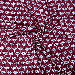 〔各色あり〕〔1m単位切り売り〕テキスタイルの伝統息づくインドから　昔ながらのロータス模様布〔幅約107cm〕 - サブ4