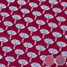 〔各色あり〕〔1m単位切り売り〕テキスタイルの伝統息づくインドから 昔ながらのロータス模様布〔幅約107cm〕(MB-RSCLTH-1680)