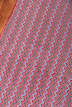 〔各色あり〕〔1m単位切り売り〕南インドのジグザグ模様　シェブロン・ストライプ布〔幅約109cm〕 - サブ3