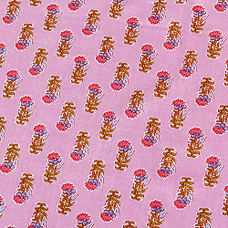 〔1m単位切り売り〕テキスタイルの伝統息づくインドから　昔ながらのボタニカル柄布　ピンク系〔幅約109cm〕 - サブ4