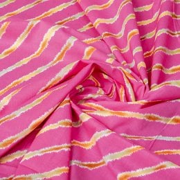 〔1m単位切り売り〕南インドの斜めストライプコットン布 レジメンタル ピンク系〔幅約108cm〕