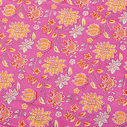 〔1m単位切り売り〕テキスタイルの伝統息づくインドから　昔ながらの小花柄布　ピンク系〔幅約108cm〕 - サブ4