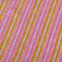 〔1m単位切り売り〕南インドのカラフルストライプ布　ピンク・青緑系〔幅約109cm〕 - サブ4