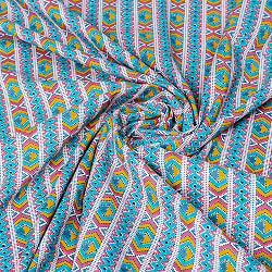 〔1m単位切り売り〕テキスタイルの伝統息づくインドから　エスニックなストライプ布　青緑系〔幅約107cm〕 - サブ5