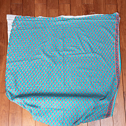 〔1m単位切り売り〕テキスタイルの伝統息づくインドから　昔ながらの小花柄布　青緑系〔幅約111cm〕 - サブ2