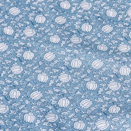 〔1m単位切り売り〕テキスタイルの伝統息づくインドから 昔ながらの更紗模様布 水色系〔幅約106cm〕