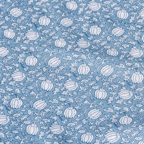 〔1m単位切り売り〕テキスタイルの伝統息づくインドから 昔ながらの更紗模様布 水色系〔幅約106cm〕(MB-RSCLTH-1699)