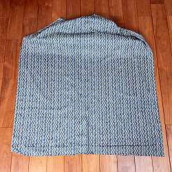 〔1m単位切り売り〕南インドのジグザグ模様　シェブロン・ストライプ布　ブルー系〔幅約107cm〕 - サブ2