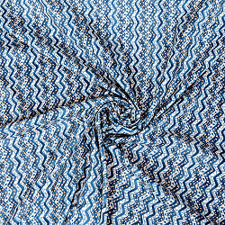 〔1m単位切り売り〕南インドのジグザグ模様　シェブロン・ストライプ布　ブルー系〔幅約107cm〕 - サブ4