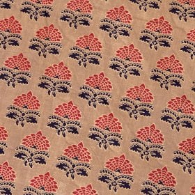 〔1m単位切り売り〕テキスタイルの伝統息づくインドから 昔ながらの花柄 ブラウン系〔幅約107cm〕(MB-RSCLTH-1707)
