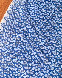 〔1m単位切り売り〕ジャイプル 職人手作り木版染め 色彩美しいボタニカルデザイン〔幅約110cm〕〔ブルー系 小花柄〕 おしゃれ 生地 テーブルクロス 手芸素材などへ