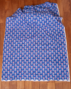 〔1m単位切り売り〕ジャイプル　職人手作り木版染め　色彩美しいボタニカルデザイン〔幅約109cm〕〔レイン系　小花柄〕　おしゃれ　生地　テーブルクロス　手芸素材などへ - サブ2