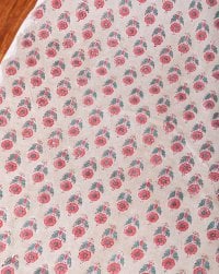 〔1m単位切り売り〕ジャイプル 職人手作り木版染め 色彩美しいボタニカルデザイン〔幅約110cm〕〔薄グリーン系 小花柄〕 おしゃれ 生地 テーブルクロス 手芸素材などへ