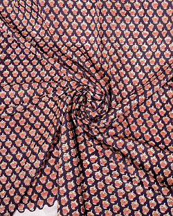 〔1m単位切り売り〕ジャイプル　職人手作り木版染め　色彩美しいボタニカルデザイン〔幅約108cm〕〔ブラック系　小花柄〕　おしゃれ　生地　テーブルクロス　手芸素材などへ - サブ4