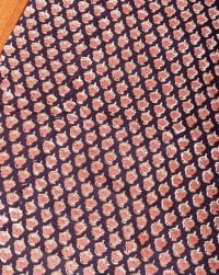 〔1m単位切り売り〕ジャイプル 職人手作り木版染め 色彩美しいボタニカルデザイン〔幅約108cm〕〔ブラック系 小花柄〕 おしゃれ 生地 テーブルクロス 手芸素材などへ