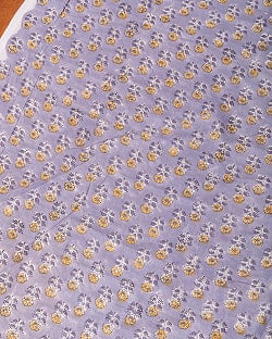 【5個セット】〔1m単位切り売り〕ジャイプル 職人手作り木版染め 色彩美しいボタニカルデザイン〔幅約108cm〕〔グレー系 小花柄〕 おしゃれ 生地 テーブルクロス 手芸素材などへの写真