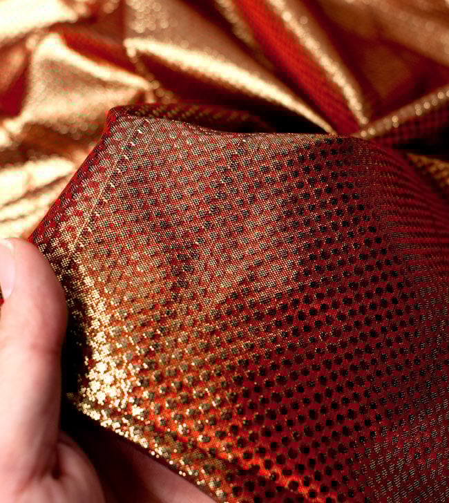 〔1m単位切り売り〕インドの伝統模様布 - ドット柄 樺色〔幅110cm〕 5 - 拡大写真です